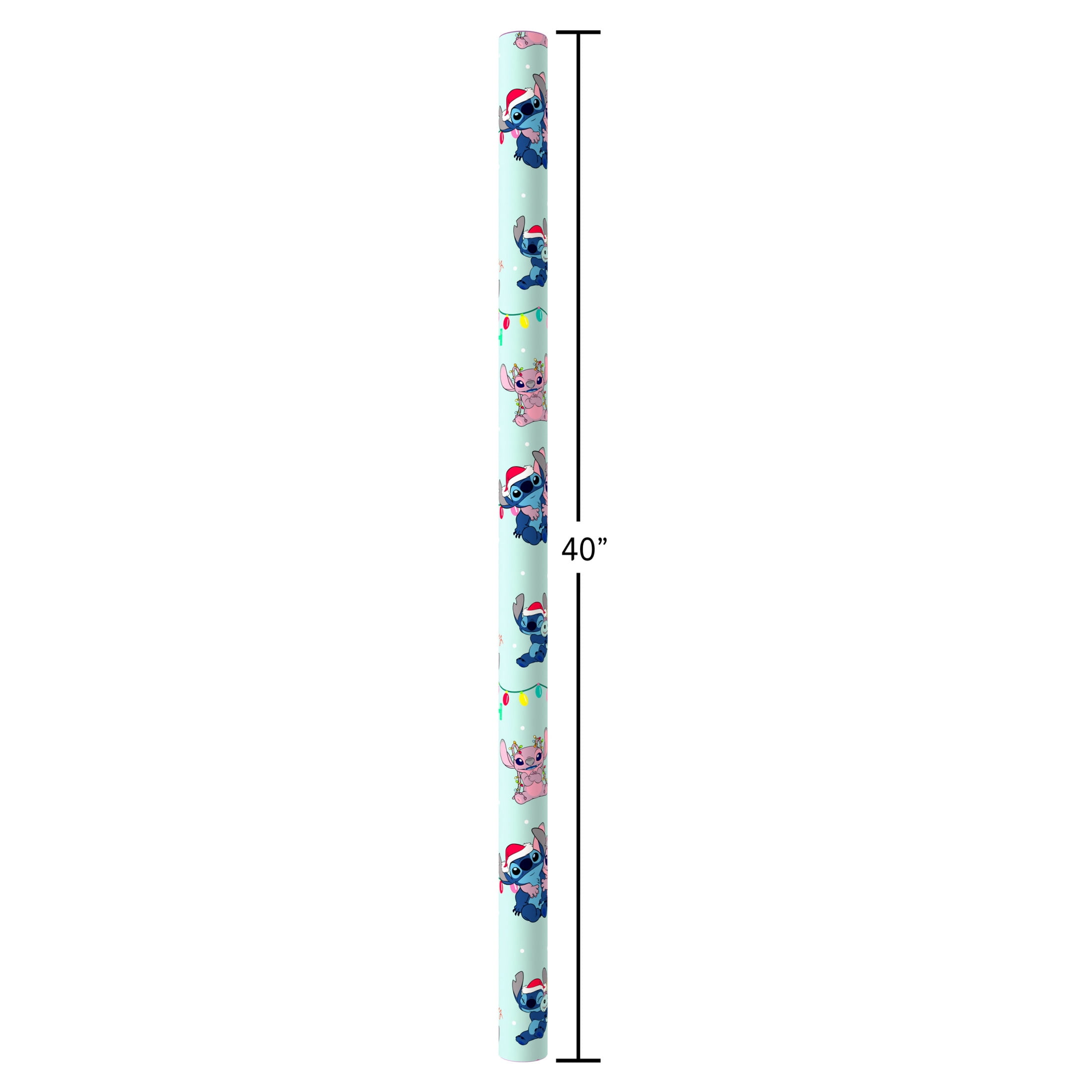 Plus Mark 40 in. Lilo and Stitch Light Blue Christmas Wrapping Paper with Cutlines (60 Sq. ft., 1-Roll)