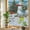 White Blue Green, variant on Green Christmas Privacy Window Film, Decorative Stained Glass Window Film, Xmas Botanical Poinsettia Winter Resuable Rainbow Static Cling for Home Bathroom Living Room Glass Door 17.7"x39.3"