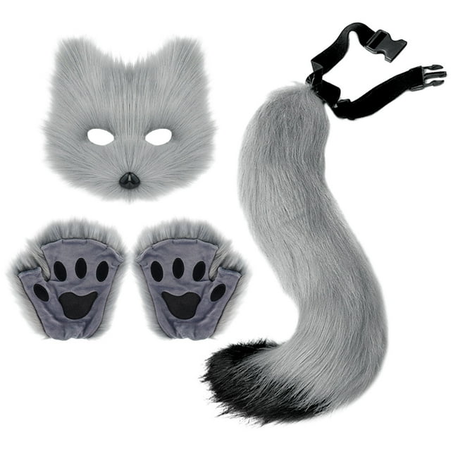 Ensemble d'Halloween Réaliste avec Gants et Queue en Fourrure pour Fêtes et Événements