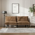 thumbnail image 2 of Futon Sofa Bed with Multiple Angle Adjustable Armrest and Backrest, Convertible Folding 800 lbs Capacity Couch, Guest Bed for Multipurpose Guest Room or Home Office, Brown, 2 of 9