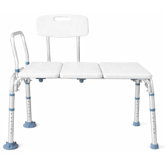 Vive Bariatric Shower Chair and Tub Transfer Bench – Adjustable, Reversible Bath Seat with Backrest, Armrests & 400 lb Capacity for Seniors, Elderly
