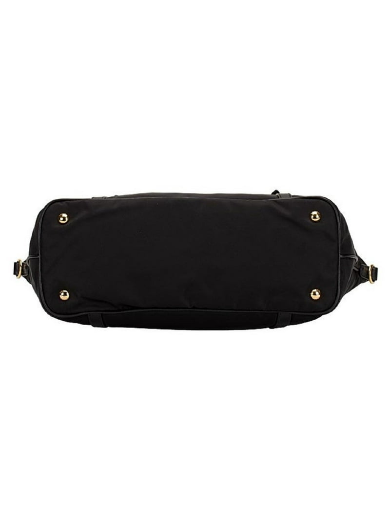 Prada Tessuto Nylon Saffiano Leather Black Top Zip Tote Bag 1BG253