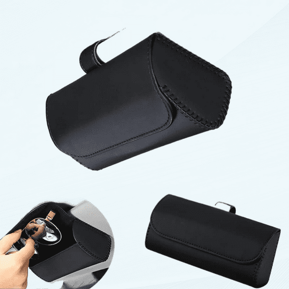 Universal Car Sunglass Holder, Car Sun Visor Eyeglasses Case Holders Leather Sunglasses Clip Storage Case, Auto Glasses Holder Protective Box Car Accessories to All Car Models(Black)