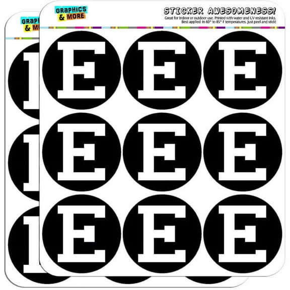 Letter E Initial Black White 18 2" Planner Calendar Scrapbooking Crafting Stickers