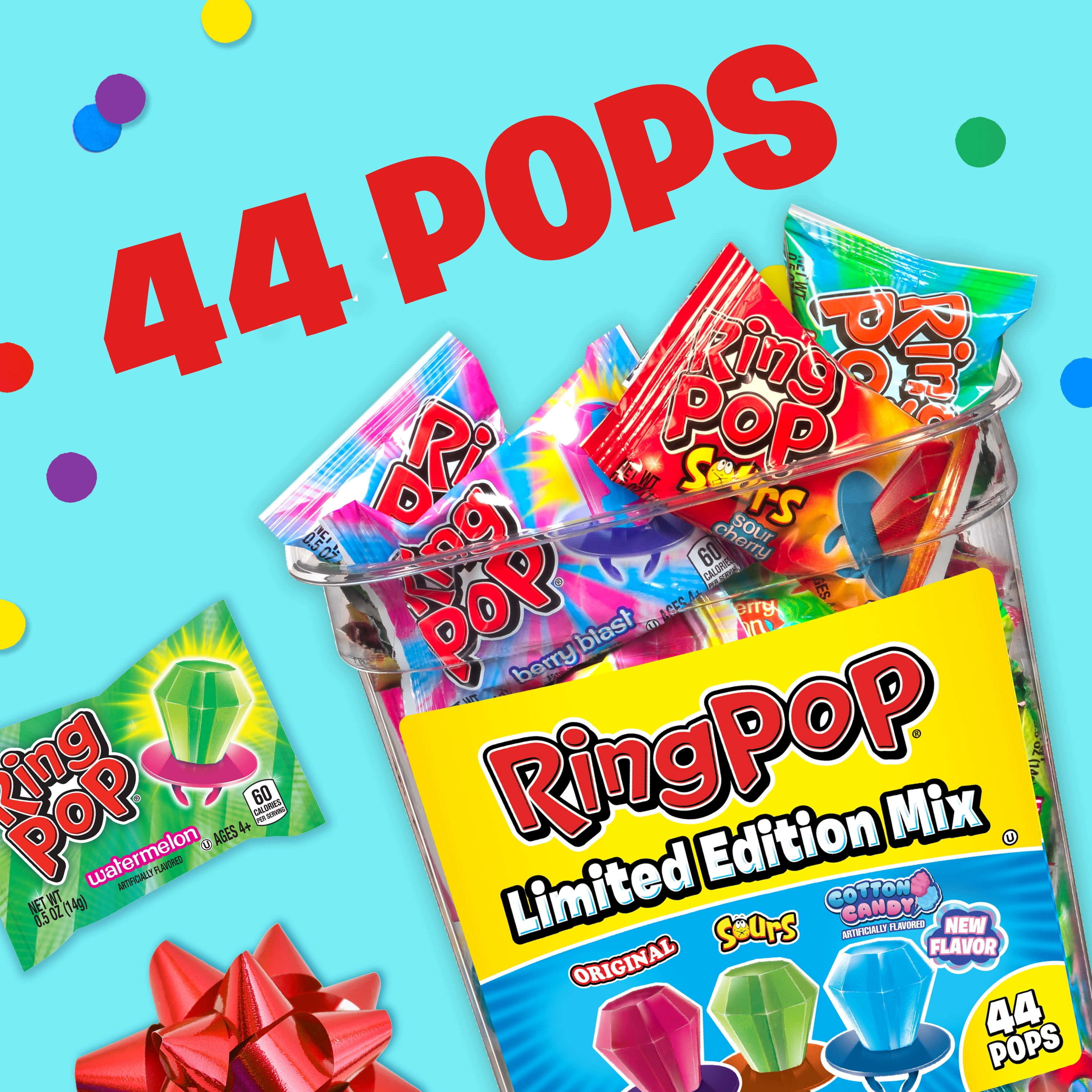Ring Pop Candy Jar, Assorted Flavors (44 Count)