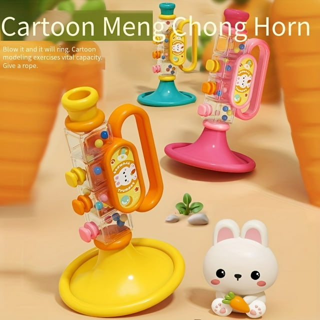 1pc Cartoon Cute Animal Trumpet Toy, Mini Trumpet Instrument. Made Of ABS Material, Durable. Enhance Color Recognition.