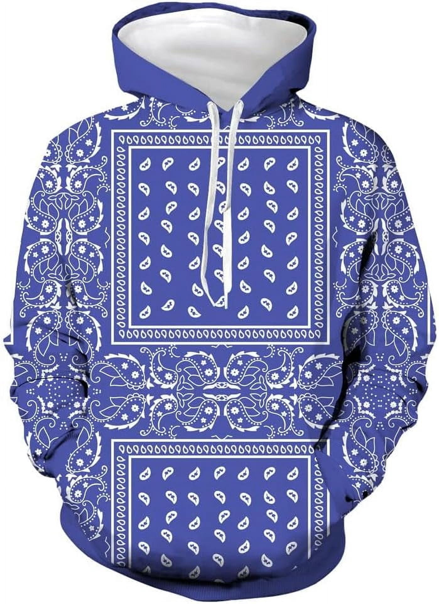Red Bandana Hoodie for Men Women Black Bandanas Print Clothing