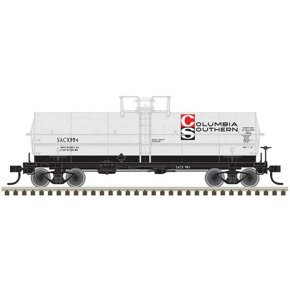 Atlas HO Scale 11,000-Gallon Tank Car with Platform Columbia Southern SACX #994