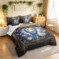 thumbnail image 2 of Manfei Woodland Lion Twin Bedding, Vintage Boho Western Bedding Comforter Set, Blue Brown, Polkadot Reversible, 7-Piece, 2 of 6