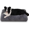 thumbnail image 1 of Medium Dog Bed Washable Dog Crate Mattress Calming Fluffy Anti Anxiety Dog Beds Deluxe Plush Dog Mat with Anti-Slip Bottom, Dark Grey, 75x50x7cm, 1 of 5