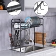 thumbnail image 3 of Kitchen Sink Rack, Stainless Steel Single Layer Sink Shelf 36.6" x 11" x 23.6" Kitchen Bowl Rack, Black, 3 of 8