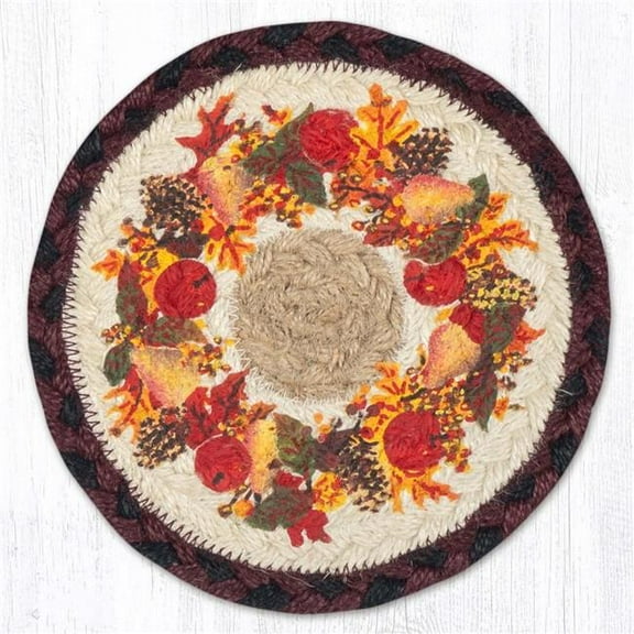 Earth Rug 79-431A 7 x 7 in. Autumn Braided Round Large Coaster, Multi Color
