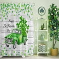 thumbnail image 2 of Shower Curtain, Green Shamrock Truck Wood Board Waterproof Shower Curtain Set with Hooks for Bathroom Showers,Stalls and Bathtubs,36x72In Happy St. Patrick's Day, 2 of 9