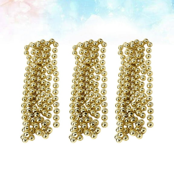 ELAYARD 3pcs Christmas Tree Decoration Hanging Golden PVC Bead Chain for School Event Decor
