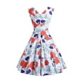 thumbnail image 3 of IROINNID Women's A-Line Dress V-Neck Sleeveless Comfy Vintage Regular Party Swing Dress Printed Knee-Length Dress, 3 of 6
