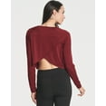 thumbnail image 4 of Real Essentials 4 Pack: Women's Dry-Fit Long Sleeve Petal Back Crop Top - Athletic Cropped Tee (Available in Plus Size), 4 of 6