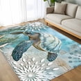 thumbnail image 4 of 5x8 Area Rugs, Sea Turtle Coastal Non-Skid Rubber Backing Large Rectangle Rugs - Living Room Bedroom Home Office, Summer Beach Teal Coral Starfish Indoor Floor Mat Carpets Washable Rug, 4 of 9