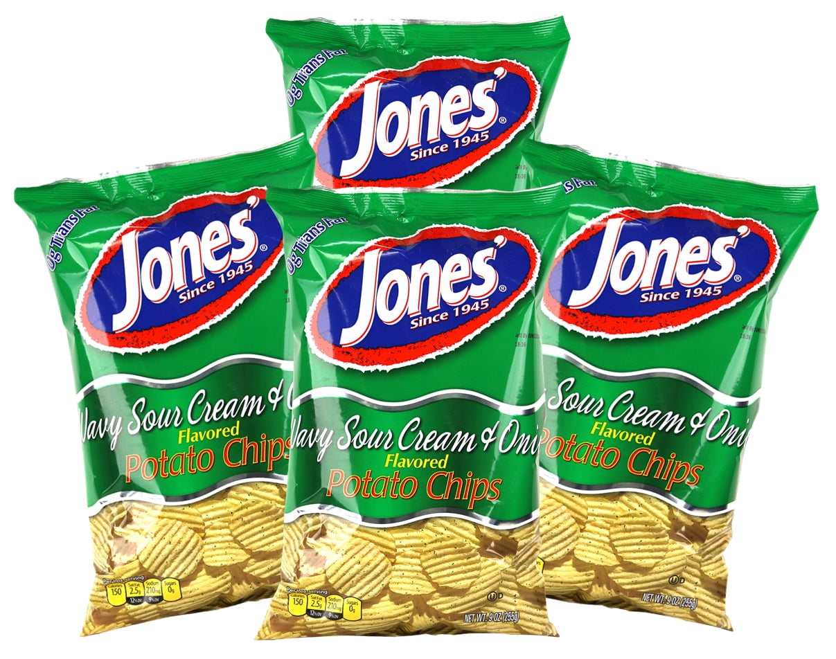 Jones' Potato Chips, 9 oz (Sour Cream & Onion) Pack of 4