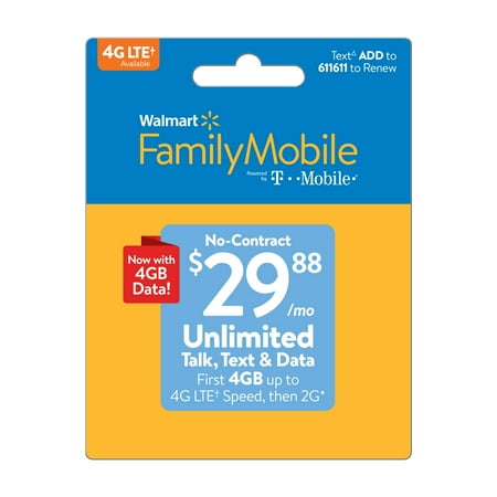 Walmart Family Mobile $29.88 Unlimited Monthly Plan (4GB at high speed, then 2G*) w Mobile Hotspot Capable (Email (Best Cell Plans For Seniors)