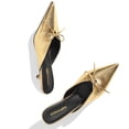 thumbnail image 4 of RONILURN Kitten Heels for Women Heeled Mules Stiletto Pumps Bow Closed Toe Pointed Toe Low Heel Slip on Fashion Metallic Backless Prom Party Dressy, 4 of 8