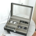 thumbnail image 2 of 8 Slot Sunglass Organizer Leather Eyeglasses Collector Eyewear Display Case Storage Box, Black, 2 of 5