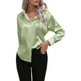 thumbnail image 1 of Innerwin Shirts Long Sleeve Ladies Tunic Tops Office Button Down Soft Blouse Light Green S, 1 of 5