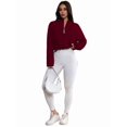 thumbnail image 5 of Women'S Mesh Sheer Zip Up Jacket Mock Neck Light-Weight Athletic Outerwear with Pockets Wine Red M, 5 of 10