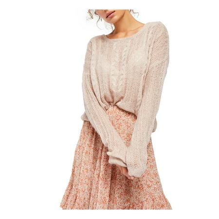 FREE PEOPLE Womens Beige Long Sleeve Jewel Neck Top Size: XS