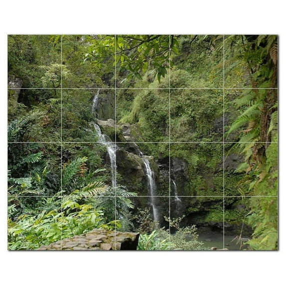 Waterfalls Photo Ceramic Tile Mural Kitchen Backsplash Bathroom Shower, 406219-S