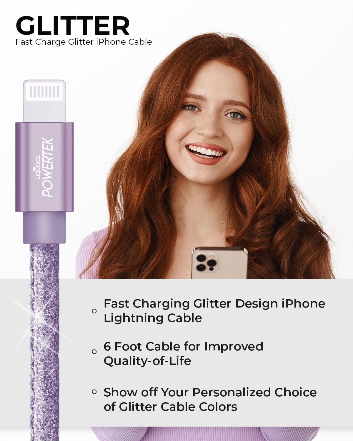 Liquipel Powertek Glitter Apple Lightning Cable