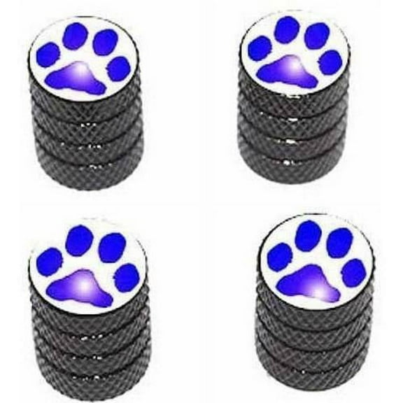 Paw Print Blue Tire Rim Wheel Aluminum Valve Stem Caps, Multiple Colors