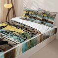 thumbnail image 3 of Erosebridal Cartoon Camper Car Zipper Twin Comforter Sets with Fitted Sheet and 2 Pillowcases, Vintage Farmhouse Zipper Bedding Set, Gray Brown, 3 of 7