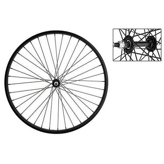 Front Bicycle Wheel 26", 36 Spoke, Steel Rim, Bolt-on Axle, Black