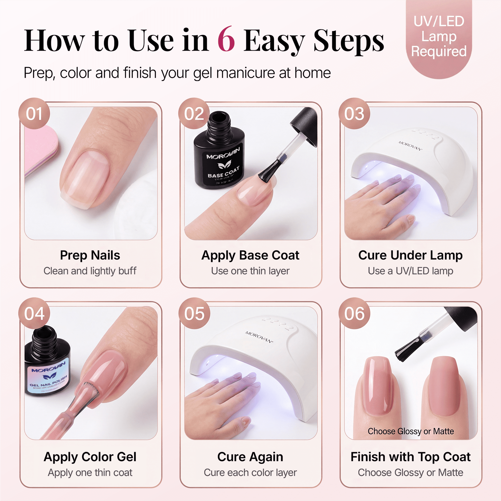 Morovan 13Pcs Neon Gel Nail Polish Set with Base, Glossy & Matte Top Coat for DIY Home Manicure
