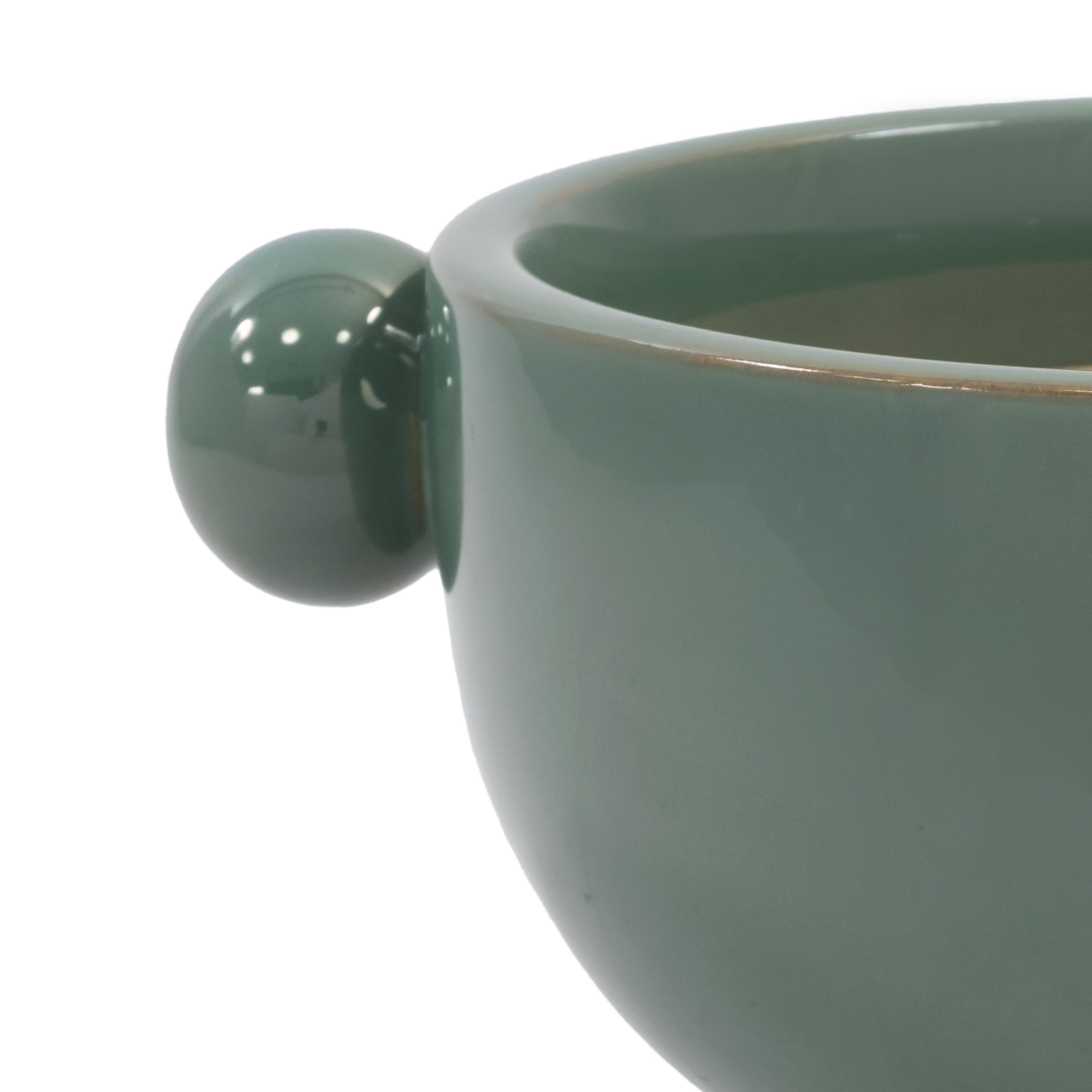 Beautiful 7" Soft Teal Handled Ceramic Planter by Drew Barrymore