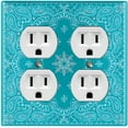 thumbnail image 1 of Metal Light Switch Plate Cover Teal Floral Bandana Paisley Tile Pattern TIL051, 1 of 13