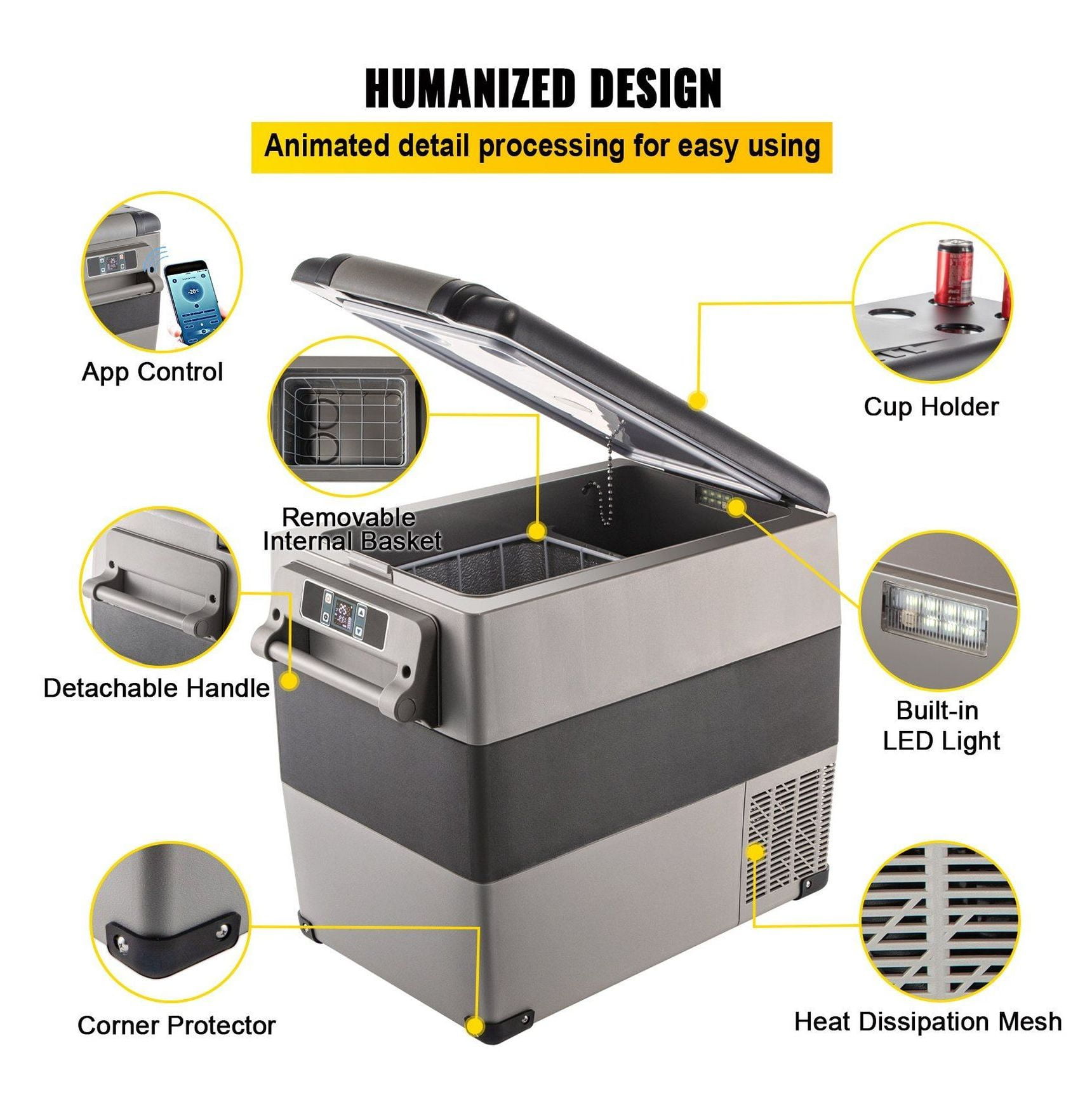 12 Volt Refrigerator 58 Quart, Dual Zone Portable Fridge Freezer, Car Refrigerator for RV, Camping & Home - 12/24V DC & 110-240V AC Powered
