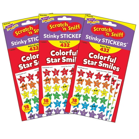 UPC: 0194629031634 | TREND Colorful Star Smiles Stinky Stickers Variety Pack 432 Per Pack 3 Packs