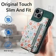 thumbnail image 5 of Allytech iPhone 12 Pro Wallet Case with Zipper Pocket & Cards Holder, Floral Pattern PU Leather Back Cover for Girls Women Shockproof Stand Magnetic Phone Case for Apple iPhone 12 Pro - Green, 5 of 9