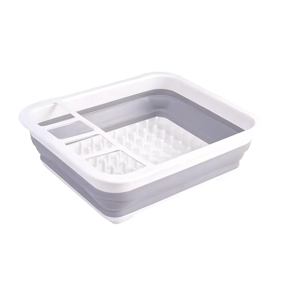 Collapsible Dish Drying Rack, Kitchen Dish Drying Rack Foldable Tableware Storage Box Retractable Drainer Organizer For Plates Bowls Grey