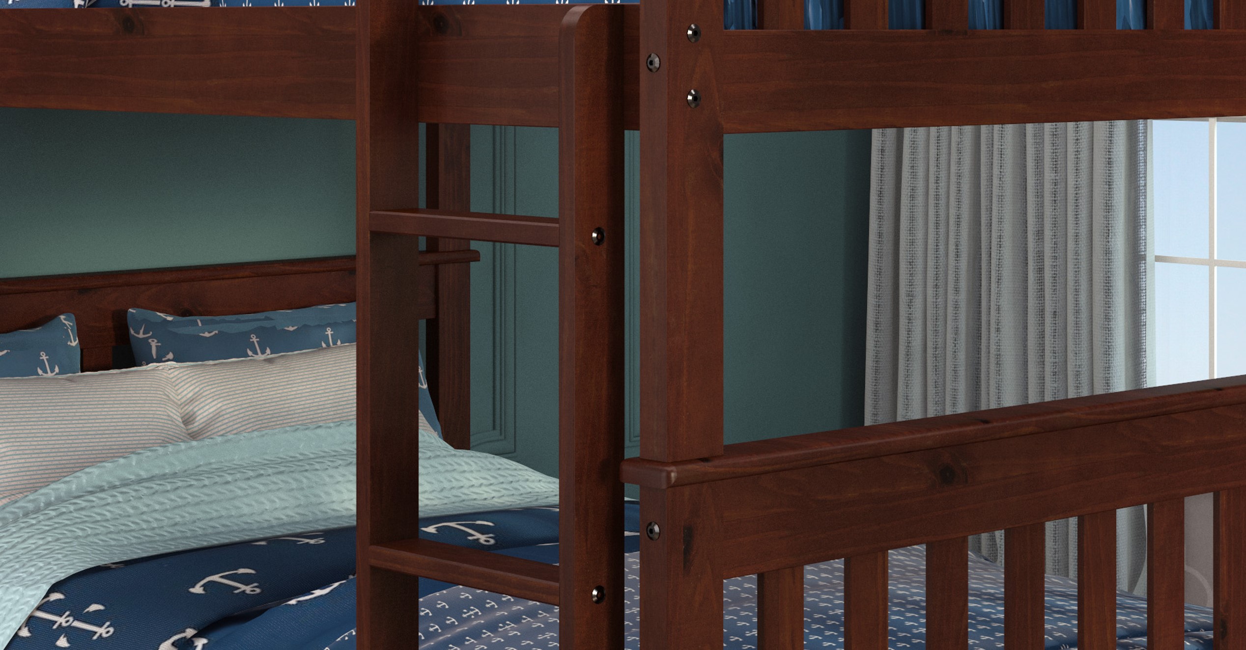Donco Kids Full Over Full Mission Bunk Bed, Dark Cappuccino