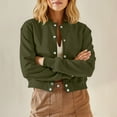 thumbnail image 5 of UTSJKR Bomber Jacket Women 2026 - Short Cropped Jacket Women Button Down Long Sleeve Casual Varsity Jackets with Pockets Army Green L, 5 of 10