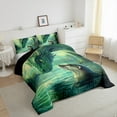 thumbnail image 3 of Manfei Animal Dragon 3 Pieces Queen Comforter Set,Animal Otter Ultra Soft Bedding Sets,Green Grey Bedding Comforter Set,Ultra Soft Wildlife Home Decor,Reversible, 3 of 8