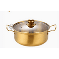 thumbnail image 1 of Shisuyan Stainless Steel Soup Pot With Glass Lid Golden Ramen Pot Double Handle Small Cooking For Induction Cooker Korean Noodle, 1 of 8