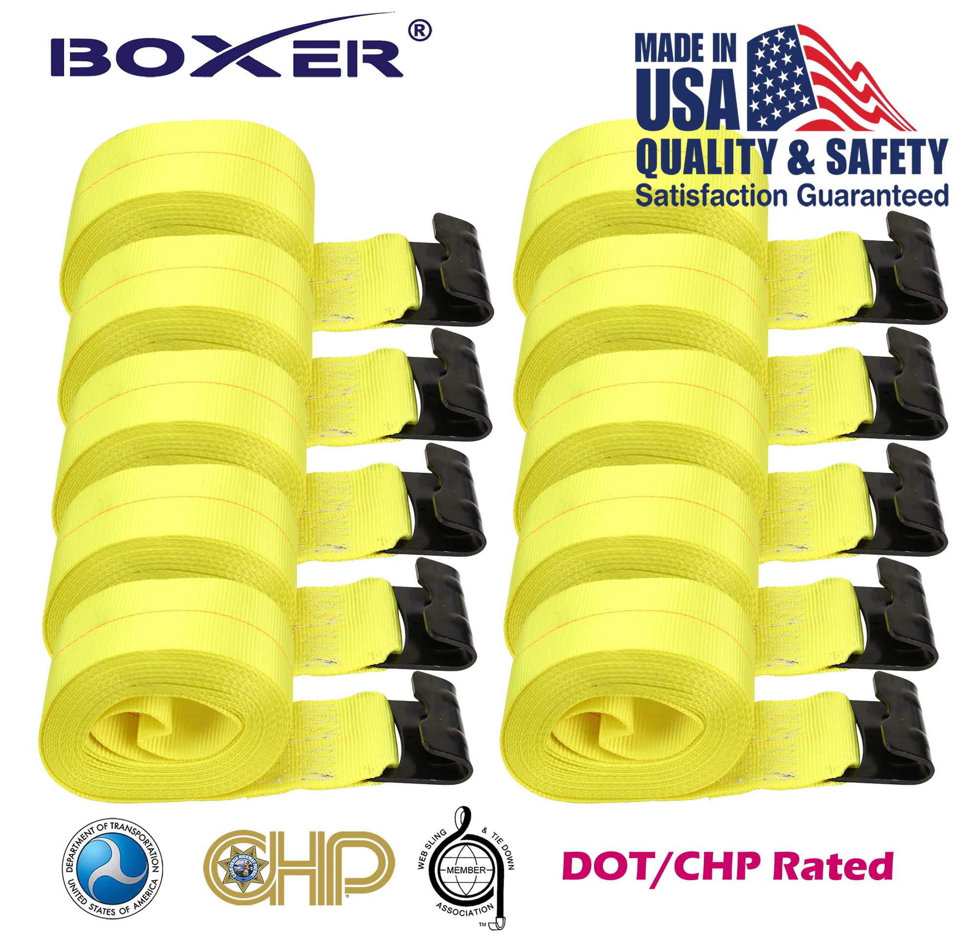 4 Boxer 4/"x30/' Winch Strap W// Flat Hook Flatbed Truck Tie Down 5400LB US Made