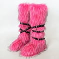 thumbnail image 4 of Women's Winter Warm Fluffy Faux Fur Knee High Snow Boots - Fashionable Cross Belt Buckle Boots, 4 of 4