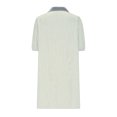 thumbnail image 4 of Camisas de Cuello en V de Manga Corta para Mujeres Vestido de Túnica de Rayas con Botón de Verano con Bolsillos, 95% Poliéster 5% Spandex para Diario Y Fiesta, 4 of 8