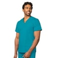 thumbnail image 2 of Adar Universal Unisex Scrub Set - Unisex V-Neck Scrub Top & Tapered Drawstring Scrub Pants - 907 - Teal Blue - XS, 2 of 7
