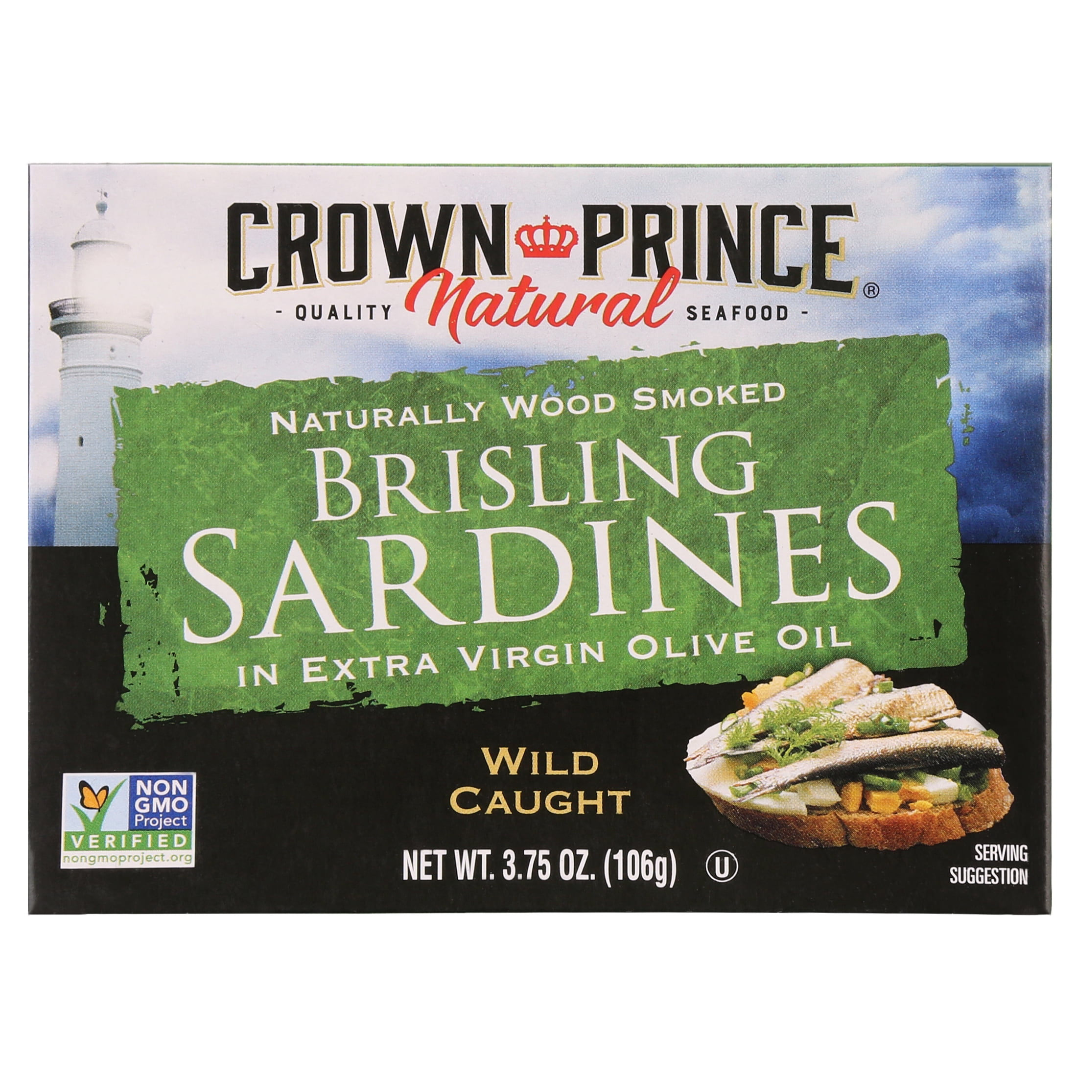 (3 pack) Crown Prince Natural Brisling Sardines in Extra Virgin Olive Oil, 3.75 oz Can