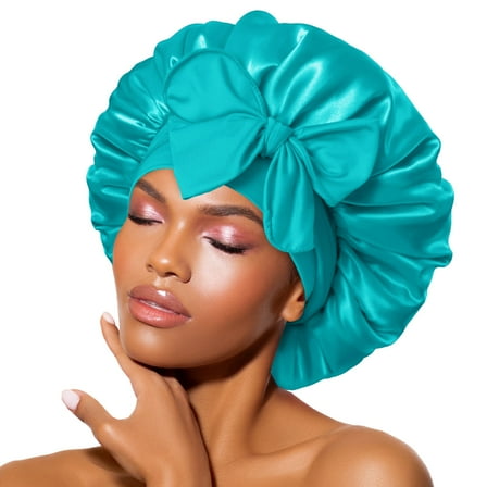 Satin Tie Bonnet Standard Aqua Blue